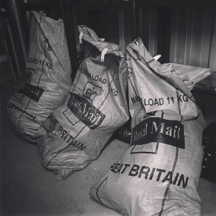 Mail sacks full of orders